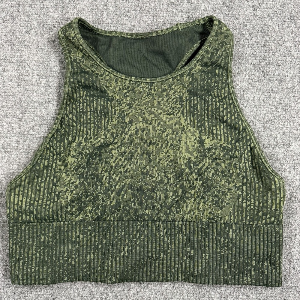 Lululemon Ebb To Train Bra Womens 8 Green Long Line High Neck Gym‎ Active